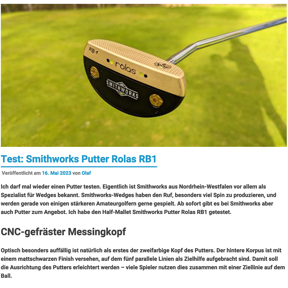 This picture shows a Rolas RB1 Putter Product test vom Heidegolfer